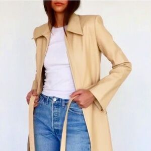 Orseund Iris Soft Vegan Leather Trench Coat in Beige Size S